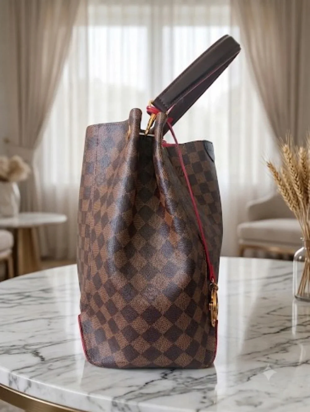 Louis Vuitton Caissa Hobo Damier Ebene Red Cherry Bag Full Set ✨️ EUC